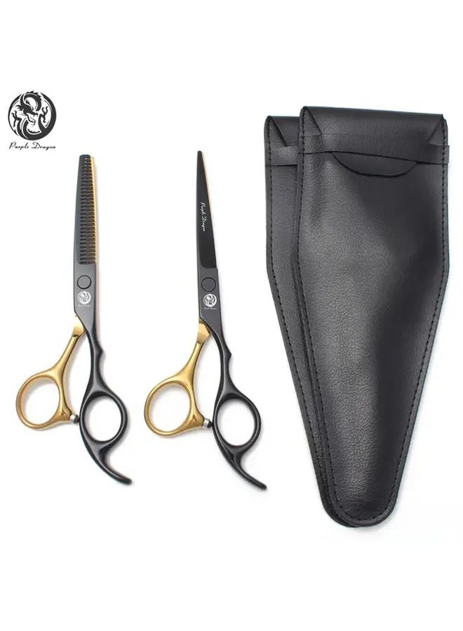 Golden 6 Inch Professional Hair Cutting Scissors Set 440C Stainless Steel Salon Shears - Image 1